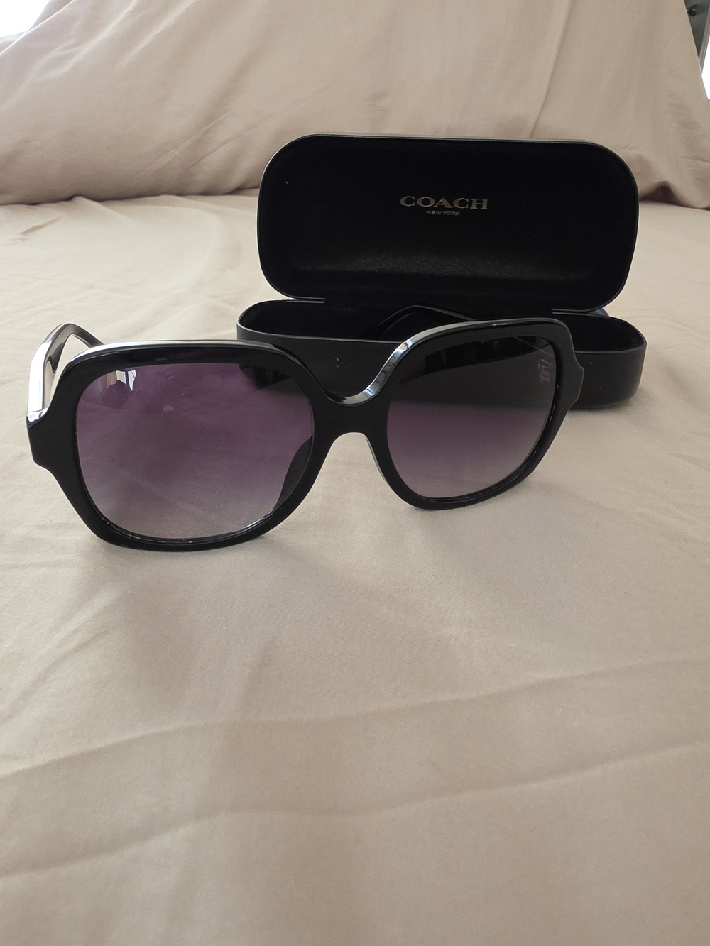 Coach Black Frame Sunglasses with Purple Gradient Lenses
